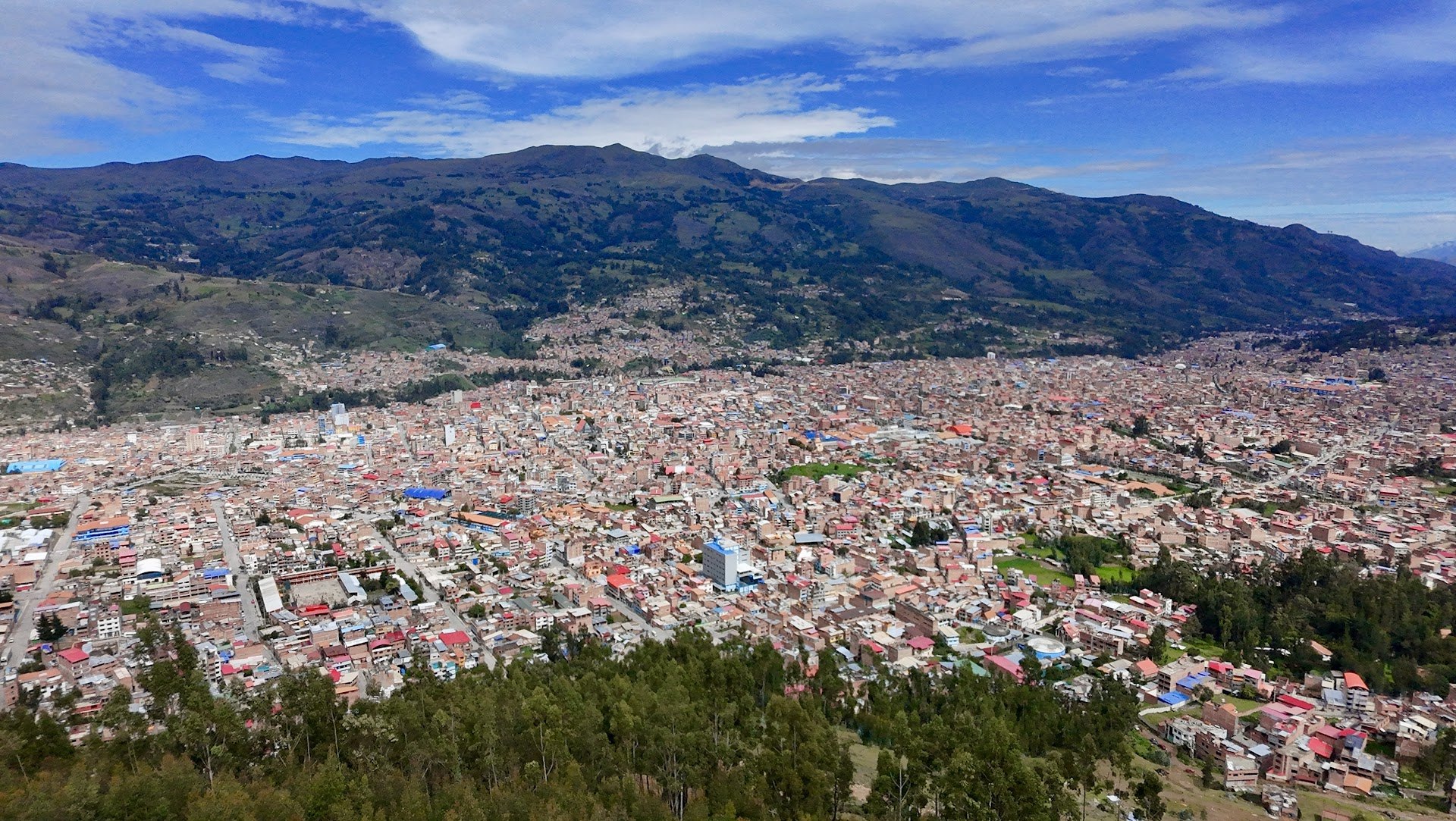 Daytime panorama of Huaraz from Rataquenua Viewpoint